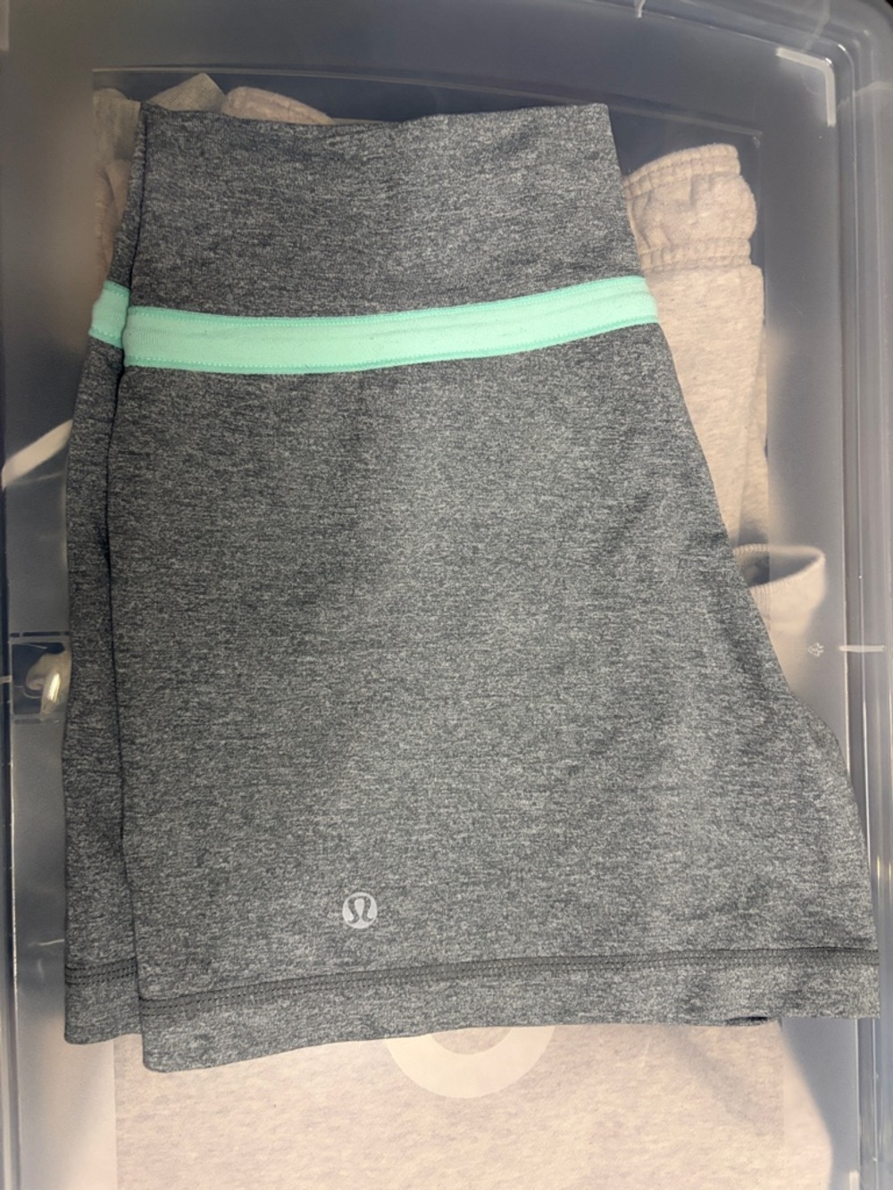Lululemon Gray Athletic Shorts with Mint Trim